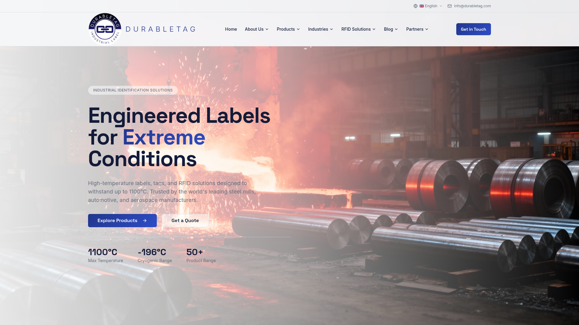 DurableTag web sitesi önizleme